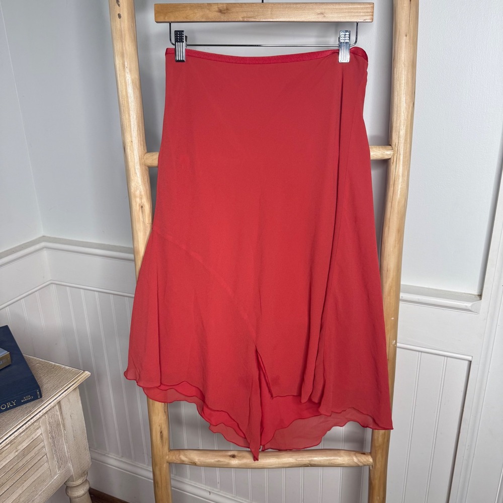 Wilfred Aritzia Red Asymmetric Handkerchief Hem Midi Skirt Small